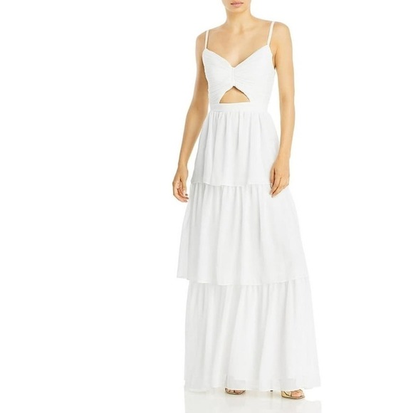AQUA White 
Cutout Tiered Gown 12 NWT - Picture 1 of 8